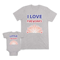 Mom and Baby Matching Outfits I Love Little Fireworks Heart Cotton