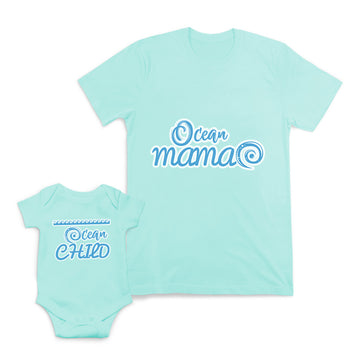 Mom and Baby Matching Outfits Ocean Mama Child Beach Waves Cotton