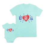 Mom and Baby Matching Outfits Usa Star Heart Love Cotton