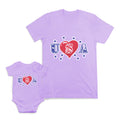 Mom and Baby Matching Outfits Usa Star Heart Love Cotton