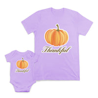 Mom and Baby Matching Outfits Pumpkin Thankful Halloween Thanksgiving Cotton