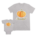 Mom and Baby Matching Outfits Pumpkin Thankful Halloween Thanksgiving Cotton