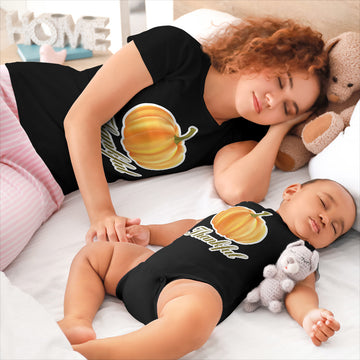 Mom and Baby Matching Outfits Pumpkin Thankful Halloween Thanksgiving Cotton