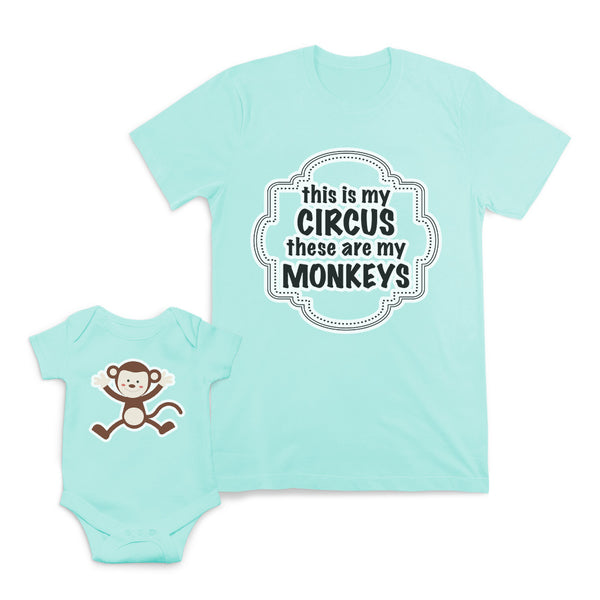 Mom and Baby Matching Outfits This My Circus Monkeys Dancing Cartoon Cotton