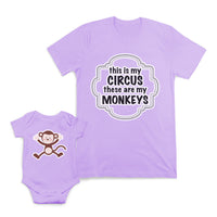 Mom and Baby Matching Outfits This My Circus Monkeys Dancing Cartoon Cotton