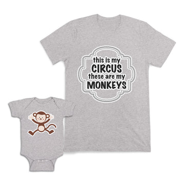 Mom and Baby Matching Outfits This My Circus Monkeys Dancing Cartoon Cotton