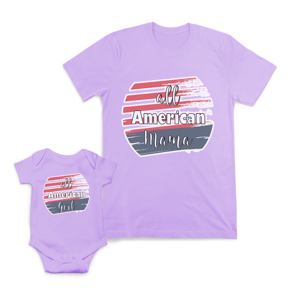 Mom and Baby Matching Outfits All American Mama Girl Stripes Cotton