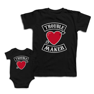 Mom and Baby Matching Outfits Trouble Maker Heart Arrow Cotton