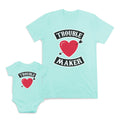 Mom and Baby Matching Outfits Trouble Maker Heart Arrow Cotton