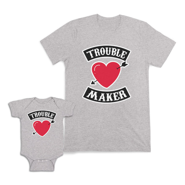 Mom and Baby Matching Outfits Trouble Maker Heart Arrow Cotton