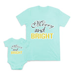 Mom and Baby Matching Outfits Merry and Bright Christmas Cotton