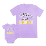 Mom and Baby Matching Outfits Merry and Bright Christmas Cotton