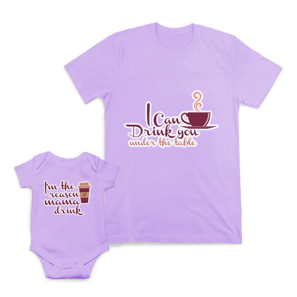 Mom and Baby Matching Outfits Drink Table Am Reason Mama Hot Coffee Cotton