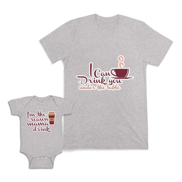 Mom and Baby Matching Outfits Drink Table Am Reason Mama Hot Coffee Cotton