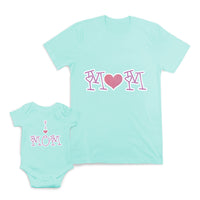 Mom and Baby Matching Outfits Mom Love Heart I Love Mom Heart Love Cotton