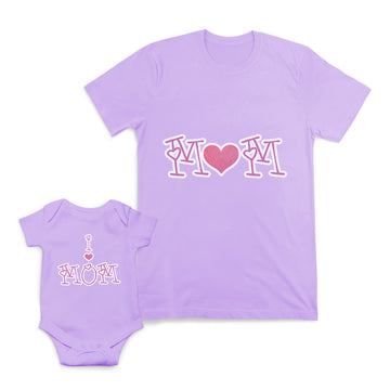 Mom and Baby Matching Outfits Mom Love Heart I Love Mom Heart Love Cotton