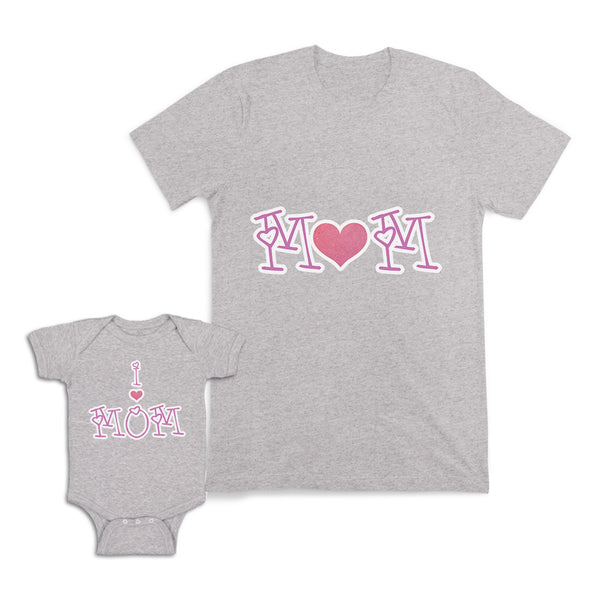 Mom and Baby Matching Outfits Mom Love Heart I Love Mom Heart Love Cotton