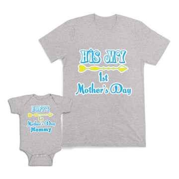 Mom and Baby Matching Outfits My First Mother Day Arrow Happy Mommy Cotton