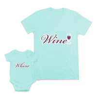 Mom and Baby Matching Outfits Wine Sip Wine Glass Whine Sound Cotton
