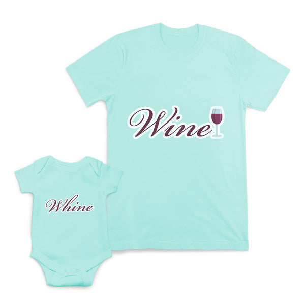 Mom and Baby Matching Outfits Wine Sip Wine Glass Whine Sound Cotton