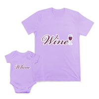 Mom and Baby Matching Outfits Wine Sip Wine Glass Whine Sound Cotton