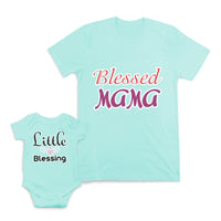 Mom and Baby Matching Outfits Blessed Mama Little Blessing Heart Wings Cotton