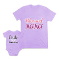 Mom and Baby Matching Outfits Blessed Mama Little Blessing Heart Wings Cotton