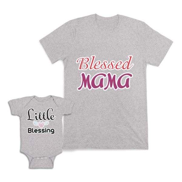 Mom and Baby Matching Outfits Blessed Mama Little Blessing Heart Wings Cotton