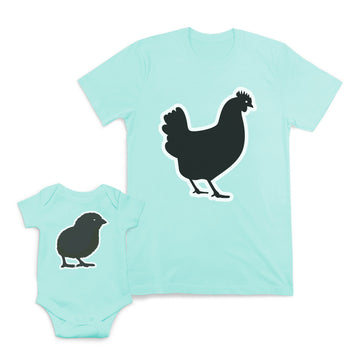 Mom and Baby Matching Outfits Hen Chicken Black Small Chick Easter Cotton