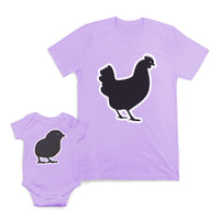 Mom and Baby Matching Outfits Hen Chicken Black Small Chick Easter Cotton