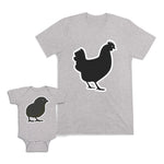 Mom and Baby Matching Outfits Hen Chicken Black Small Chick Easter Cotton