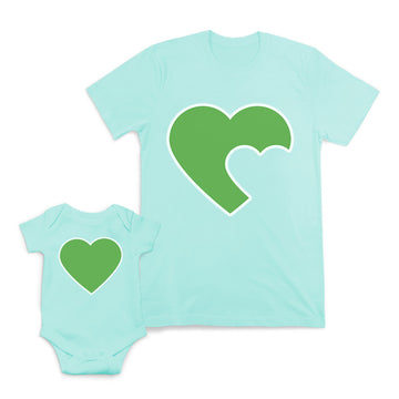 Mom and Baby Matching Outfits Heart on Heart Love Green Cotton