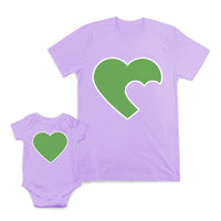 Mom and Baby Matching Outfits Heart on Heart Love Green Cotton
