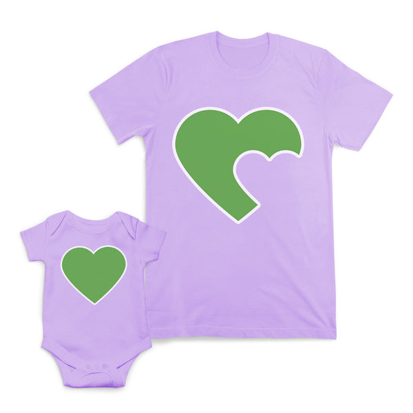 Mom and Baby Matching Outfits Heart on Heart Love Green Cotton