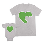 Mom and Baby Matching Outfits Heart on Heart Love Green Cotton