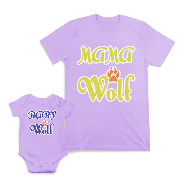 Mom and Baby Matching Outfits Mama Baby Wolf Paw Prints Cotton