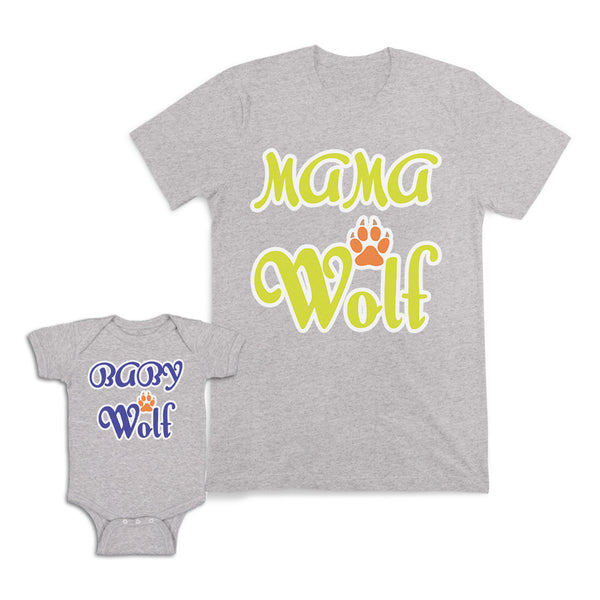 Mom and Baby Matching Outfits Mama Baby Wolf Paw Prints Cotton