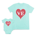 Mom and Baby Matching Outfits Love Heart Red Cotton