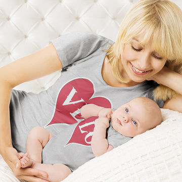 Mom and Baby Matching Outfits Love Heart Red Cotton
