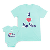 Mom and Baby Matching Outfits I Love My Son Mommy Heart Cotton