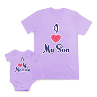 Mom and Baby Matching Outfits I Love My Son Mommy Heart Cotton