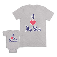 Mom and Baby Matching Outfits I Love My Son Mommy Heart Cotton
