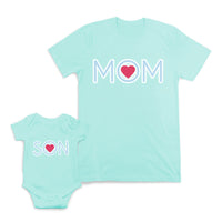 Mom and Baby Matching Outfits Mom Son Heart Mother Pink Love Cotton