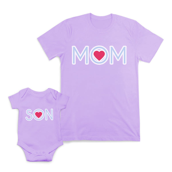 Mom and Baby Matching Outfits Mom Son Heart Mother Pink Love Cotton