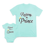 Mom and Baby Matching Outfits Raising A Prince Raised from A Queen Crown Cotton