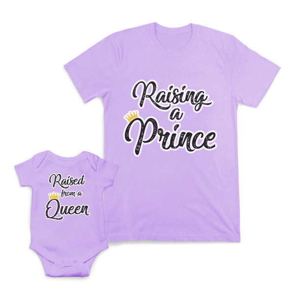 Mom and Baby Matching Outfits Raising A Prince Raised from A Queen Crown Cotton