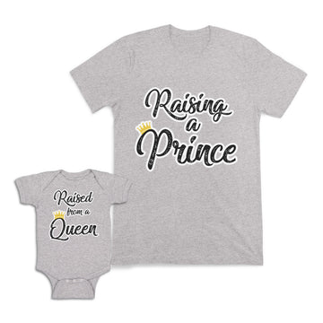 Mom and Baby Matching Outfits Raising A Prince Raised from A Queen Crown Cotton