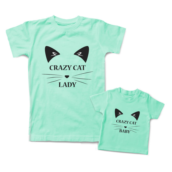 Mommy and Me Outfits Crazy Cat Baby Cat Lady Cotton