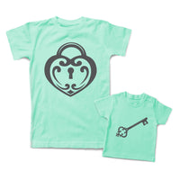 Mommy and Me Outfits Keyhole Heart Key Love Symbol Cotton