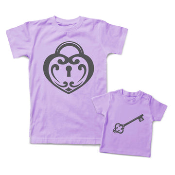 Mommy and Me Outfits Keyhole Heart Key Love Symbol Cotton